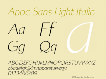 Apoc Sans Light Italic Version 1.000图片样张