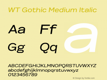 WT Gothic Medium Italic Version 2.005 | web-ttf图片样张