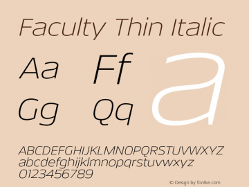 Faculty Thin Italic Version 5.000;FEAKit 1.0图片样张