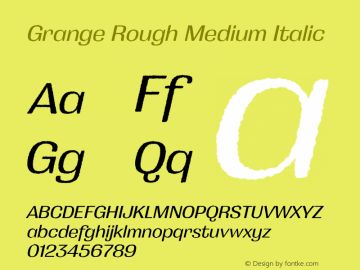 Grange Rough Medium Italic Version 2.000;PS 002.000;hotconv 1.0.88;makeotf.lib2.5.64775图片样张