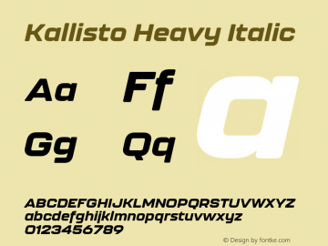 Kallisto Heavy Italic Version 1.000;PS 001.000;hotconv 1.0.88;makeotf.lib2.5.64775图片样张