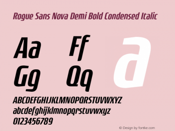 Rogue Sans Nova Demi Bold Condensed Italic Version 4.000;PS 004.000;hotconv 1.0.88;makeotf.lib2.5.64775图片样张