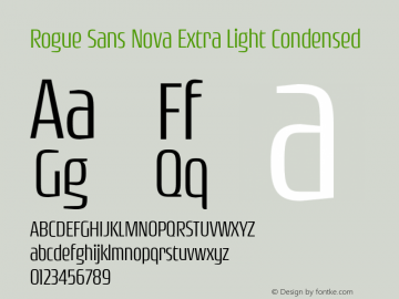 Rogue Sans Nova Extra Light Condensed Version 4.000;PS 004.000;hotconv 1.0.88;makeotf.lib2.5.64775图片样张