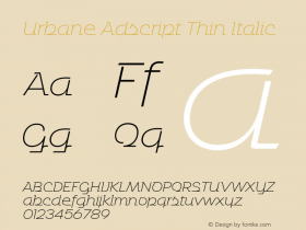 Urbane Adscript Thin Italic Version 3.000;PS 003.000;hotconv 1.0.88;makeotf.lib2.5.64775图片样张