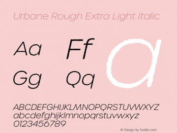 Urbane Rough Extra Light Italic Version 3.000;hotconv 1.0.109;makeotfexe 2.5.65596图片样张