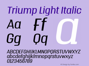 Triump-LightItalic Version 1.000;PS 001.000;hotconv 1.0.88;makeotf.lib2.5.64775图片样张