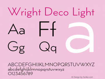 Wright Deco Light Version 1.000;hotconv 1.0.109;makeotfexe 2.5.65596图片样张