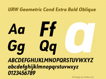 URW Geometric Cond Extra Bold Oblique Version 1.00图片样张