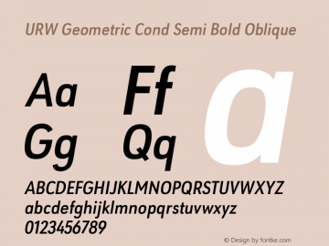 URW Geometric Cond Semi Bold Oblique Version 1.00图片样张