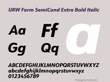 URW Form SemiCond Extra Bold Italic Version 1.00图片样张