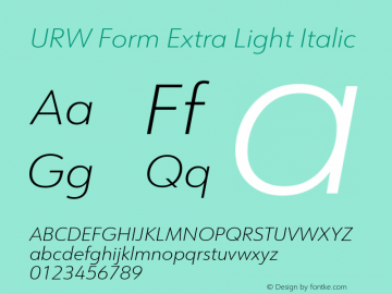 URW Form Extra Light Italic Version 1.00图片样张