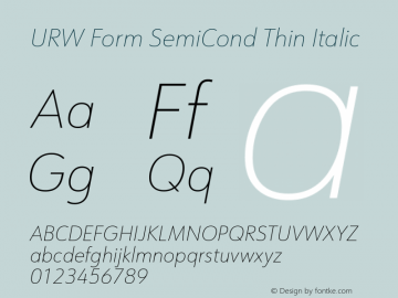 URW Form SemiCond Thin Italic Version 1.00图片样张