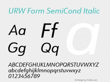 URW Form SemiCond Italic Version 1.00图片样张