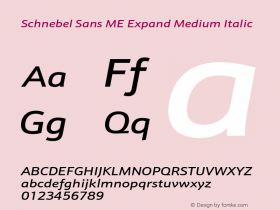 SchnebelSansMEExpand-MediumItalic Version 1.000;PS 1.00;hotconv 1.0.57;makeotf.lib2.0.21895图片样张