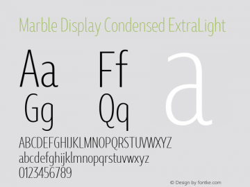 Marble Display Condensed ExtraLight Version 1.001图片样张