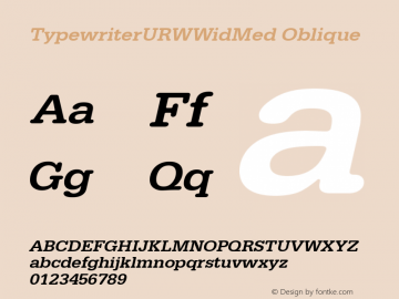 TypewriterURWWidMed Oblique Version 1.00图片样张