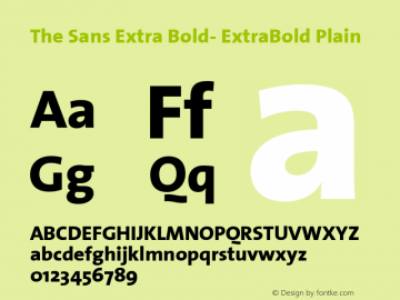 The Sans Extra Bold- ExtraBold Plain Version 1.0 Font Sample