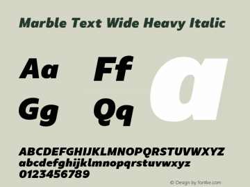 Marble Text Wide Heavy Italic Version 1.001图片样张