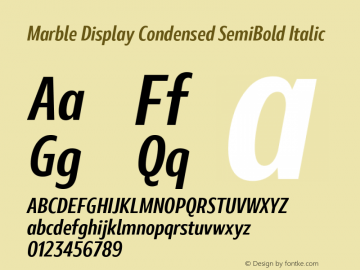 Marble Display Condensed SemiBold Italic Version 1.001图片样张