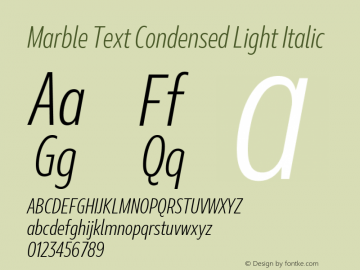 Marble Text Condensed Light Italic Version 1.001图片样张