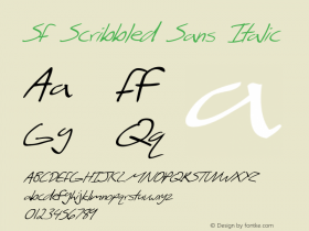 SF Scribbled Sans Italic ver 1.0; 1999. Freeware for non-commercial use.图片样张