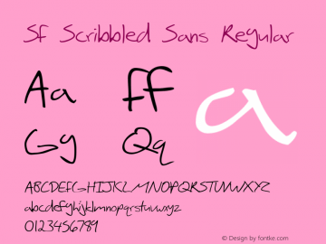 SF Scribbled Sans Regular ver 1.0; 1999. Freeware for non-commercial use. Font Sample