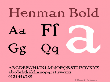Henman Bold Version 1.000 2007 initial release图片样张