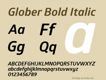 Glober Bold Italic Version 1.000图片样张