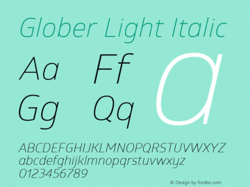 Glober Light Italic Version 1.000图片样张