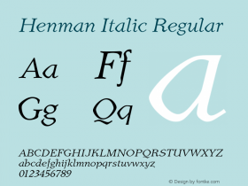 Henman Italic Version 1.000 2007 initial release图片样张