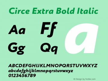 Circe Extra Bold Italic Version 1.0图片样张