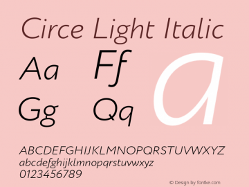 Circe Light Italic Version 1.0图片样张