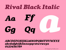 Rival Black Italic Version 1.000;PS 001.000;hotconv 1.0.88;makeotf.lib2.5.64775图片样张