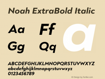 Noah ExtraBold Italic Version 1.000; ttfautohint (v1.8)图片样张