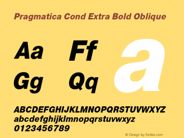 Pragmatica Cond Extra Bold Obl Version 2.000图片样张