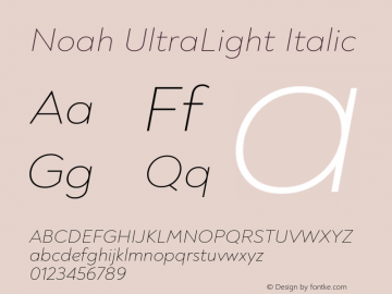 Noah UltraLight Italic Version 1.000图片样张