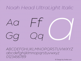 Noah Head UltraLight Italic Version 1.000; ttfautohint (v1.8)图片样张