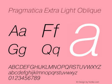Pragmatica Extra Light Obl Version 2.000图片样张