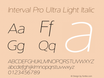 Interval Pro Ultra Light Italic Version 2.002图片样张