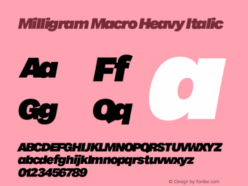 Milligram Macro Heavy Italic Version 1.000;FEAKit 1.0图片样张