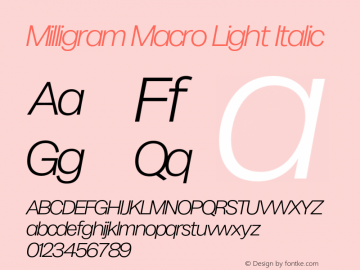 Milligram Macro Light Italic Version 1.000;FEAKit 1.0图片样张