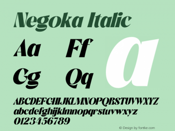 Negoka Italic Version 1.00;October 9, 2021;FontCreator 13.0.0.2683 64-bit图片样张