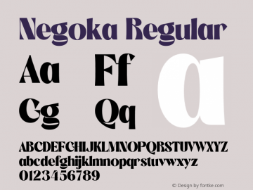 Negoka Version 1.00;October 9, 2021;FontCreator 13.0.0.2683 64-bit图片样张