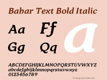 Bahar-TextBoldItalic 1.000图片样张