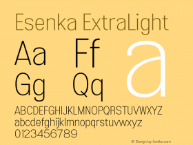 Esenka-ExtraLight Version 1.001;Fontself Maker 3.5.4图片样张
