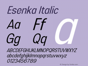 Esenka-Italic Version 1.001;Fontself Maker 3.5.4图片样张