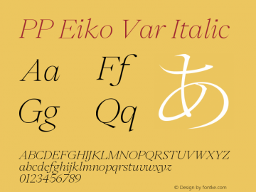 PP Eiko Var Italic Version 1.000图片样张