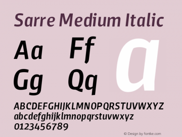 Sarre Medium Italic Version 1.000 | web-ttf图片样张