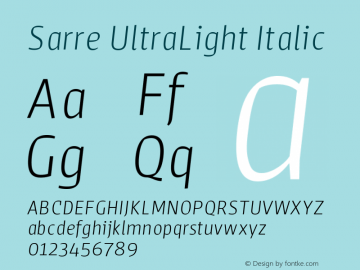 Sarre UltraLight Italic Version 1.000 | web-ttf图片样张