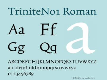 TriniteNo1 Roman Version 001.000 Font Sample